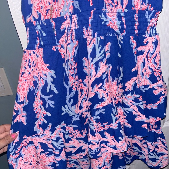 Lilly Pulitzer Pamelyn Lileese Borealis Blue Swim on over Print Dress. Size 12. - Picture 7 of 9